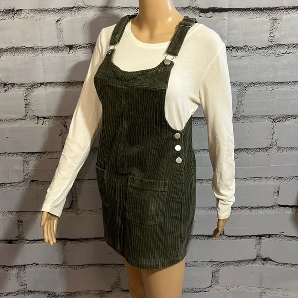 Altar'd State | Dresses | Altard State Safe Green Bubble Corduroy Jumper  Size Xs | Poshmark